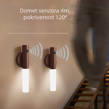 LED noćna lampa sa senzorom pokreta, kreativan stolni dizajn, punjiva zidna lampa za hodnike i vanjsku nužnu rasvjetu
