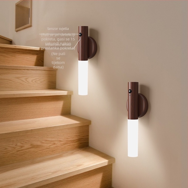 LED noćna lampa sa senzorom pokreta, kreativan stolni dizajn, punjiva zidna lampa za hodnike i vanjsku nužnu rasvjetu