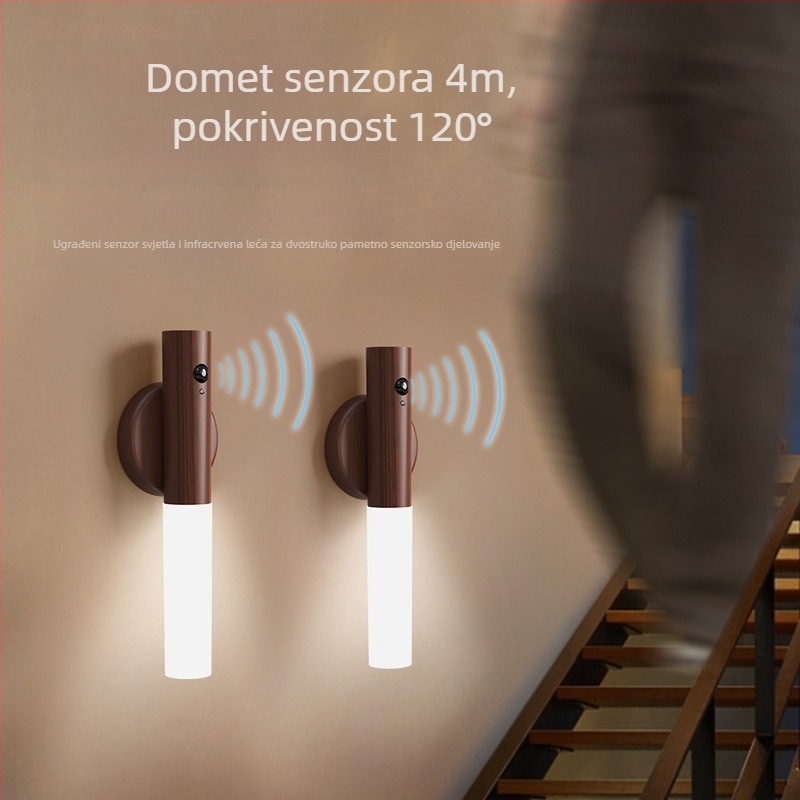 LED noćna lampa sa senzorom pokreta, kreativan stolni dizajn, punjiva zidna lampa za hodnike i vanjsku nužnu rasvjetu