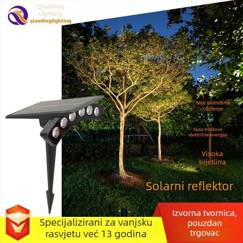 Solarni LED vrtni spot na tlo, bežični rasvjetni komad, aluminijsko kućište, IP65, 120°, 600 lm, bijela / topla bijela / žuta svjetlost