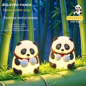 Panda noćna lampica za spavaću sobu – punjiva, senzor dodira, ambijentalno svjetlo, silikonsko sjenilo, savršen poklon za djecu