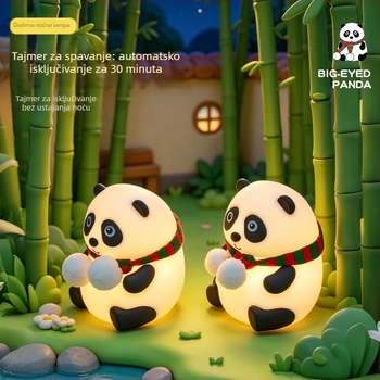 Panda noćna lampica za spavaću sobu – punjiva, senzor dodira, ambijentalno svjetlo, silikonsko sjenilo, savršen poklon za djecu