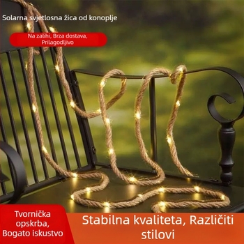 Solarna konopljina LED žica s bakrenim vodom za vanjsko osvjetljenje dvorišta i vrta, dekorativna svjetlosna traka