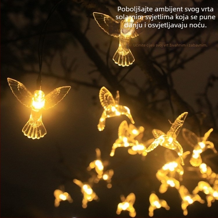 Solarni LED nizovi ptica i životinjske oblike – šareni vanjski ukras za vrt, IP65, duljina 5m/7m/12m
