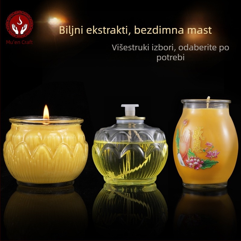Lampa od ghee svijeće s čašom lotosa, ravno otvaranje, za kućno obožavanje Buddhe