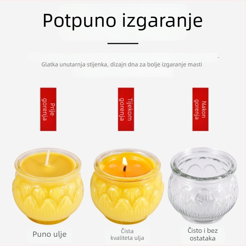 Lampa od ghee svijeće s čašom lotosa, ravno otvaranje, za kućno obožavanje Buddhe