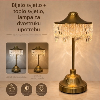 Francoskog stila punjiva stolna lampa s acetilne vodene kapljice dizajna od akrilika i mesinga, za blagovaonu i spavaću sobu, ambijentalna dekorativna lampa