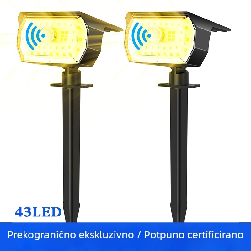 Solarna rasvjeta za travu s 43 LED, zemaljska svjetiljka za dvorište, toplo ambijentalno osvjetljenje za vrt i drveće