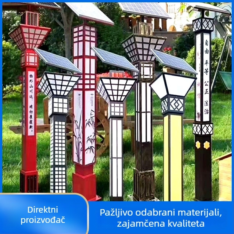 Vanjska LED ulična svjetiljka, ultra jaka, visina 3–4 m, 50W solarno, kvadratna rasvjetna stup za vrt i krajolik