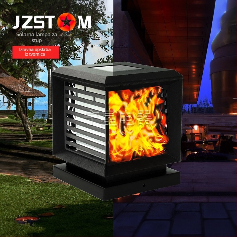Solarna vanjska vodootporna lampica s izrezom u obliku plamena, za vrt i park, krajobrazna svjetiljka na stupu