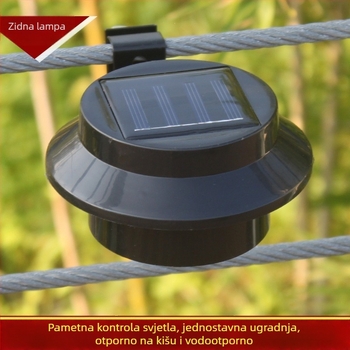 Solarna LED lampica za ogradu, 3 LED, vodootporna za ogradu i oluke, rasvjeta vrta i krajolika, vanjska zidna lampica