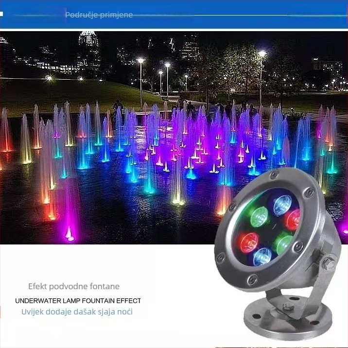 LED podvodno svjetlo od nehrđajućeg čelika za vanjsku upotrebu, vodootporno RGB osvjetljenje za bazen i ribnjak, daljinsko upravljanje za fontanu