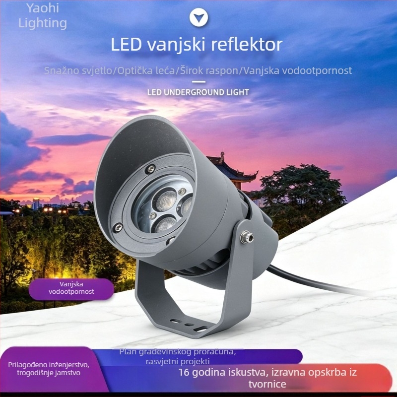 Super svijetli LED floodlight za vanjsku rasvjetu, vodootporan reflektor za pejzažno osvjetljenje i osvjetljavanje drveća, projekcijsko osvjetljenje za noćne prizore