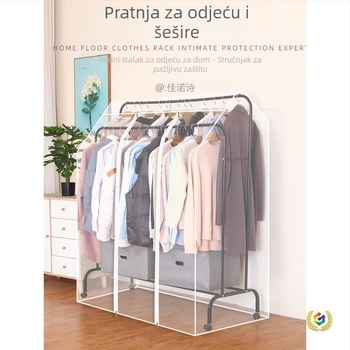 Zaštitna navlaka za prašinu za podnu vješalicu za odjeću, s dvije šipke različite visine i jednom šipkom, produžena zaštita za kapute i jakne