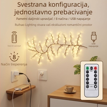 LED vinove lampice s 144 LED diode, grančaste svjetiljke, efekt zvjezdane noći, zidna dekoracija, ambijentalno osvjetljenje sobe