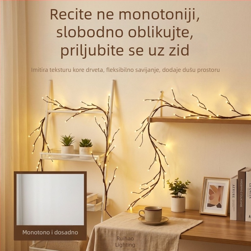 LED vinove lampice s 144 LED diode, grančaste svjetiljke, efekt zvjezdane noći, zidna dekoracija, ambijentalno osvjetljenje sobe