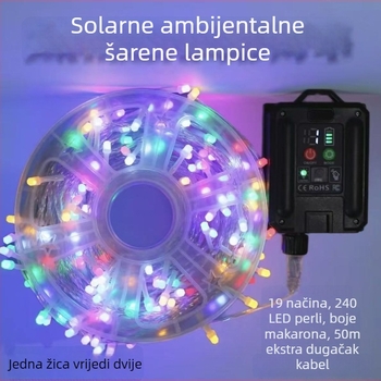 Solarne LED lampice, vanjske, vodootporne, za omatanje oko drveta, božićna dekoracija.