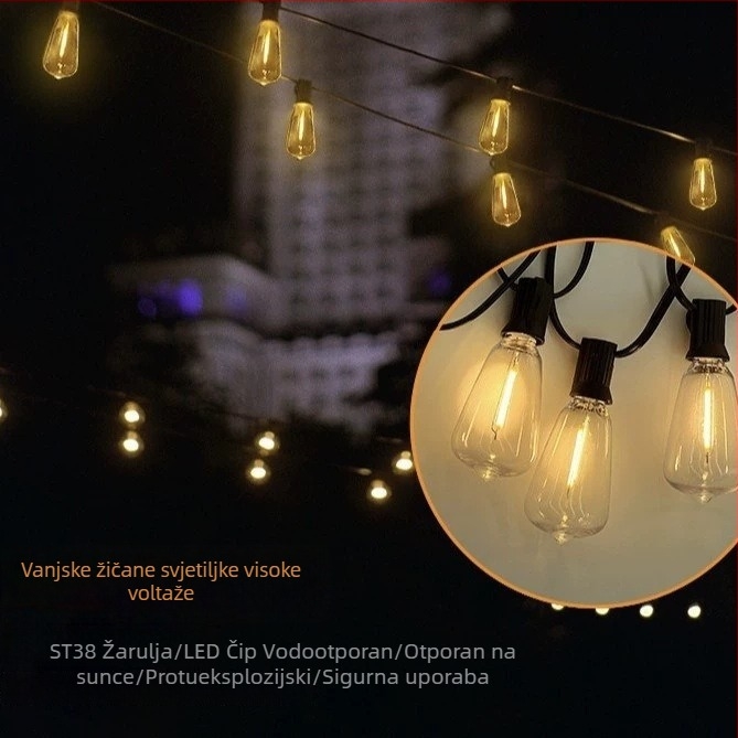 ST38 LED niz lampica – vanjske vodootporne plastične LED lampice za vrt, kampiranje i dekoracije za vjenčanja i festivale