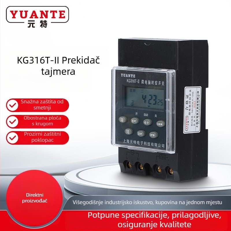 KG316T Poboljšani crni prekidač za vrijeme rada 220V – ulična svjetla, fasadne lampe i reklame, pametni vremenski regulator
