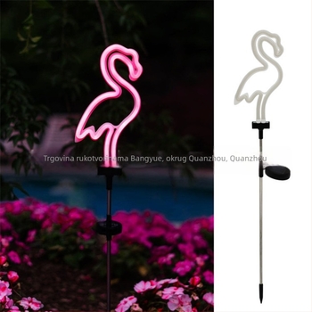Solarna flamingo neon LED svjetiljka za dvorište – vodootporna vanjska dekorativna rasvjeta za travnjak