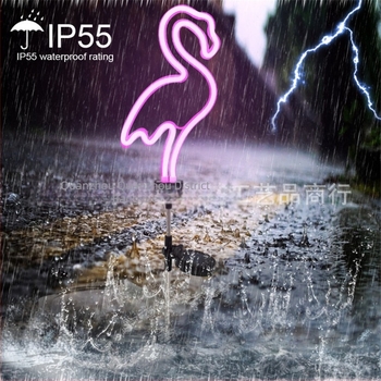 Solarna flamingo neon LED svjetiljka za dvorište – vodootporna vanjska dekorativna rasvjeta za travnjak