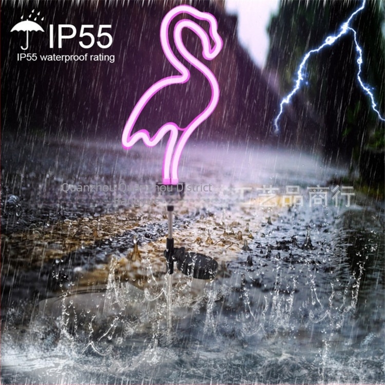 Solarna flamingo neon LED svjetiljka za dvorište – vodootporna vanjska dekorativna rasvjeta za travnjak