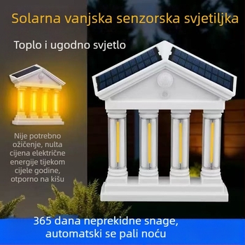 Solarna LED zidna svjetiljka s wolframovim vlaknom, senzorom za pokret, vodootporna vanjska rasvjeta za vrt