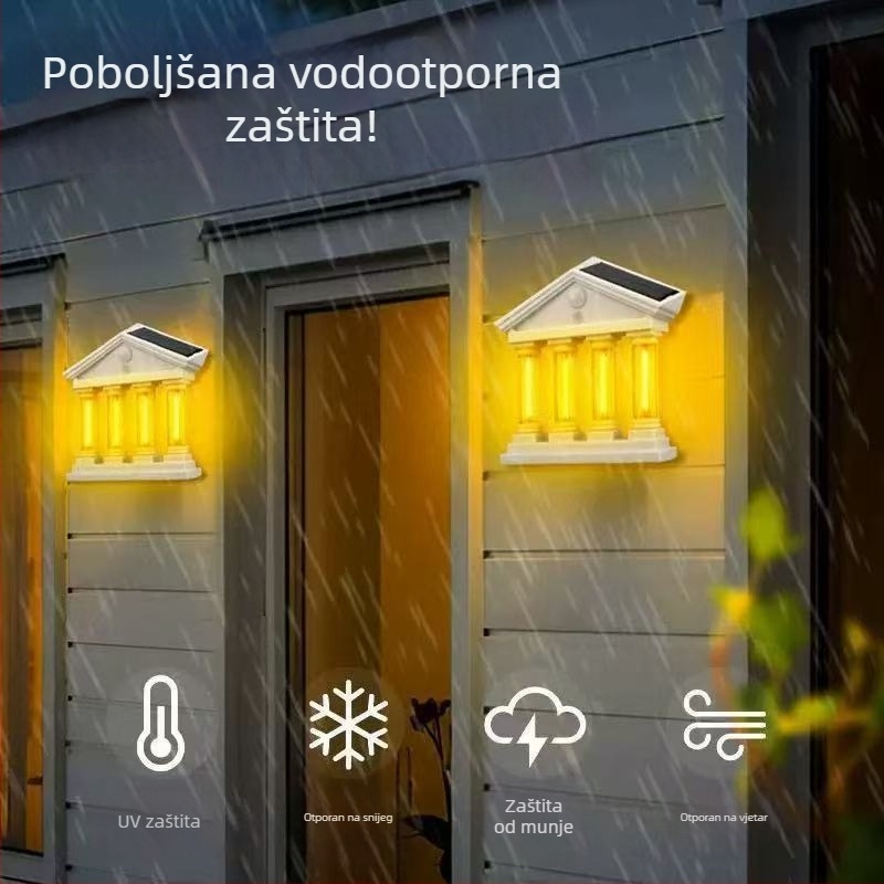Solarna LED zidna svjetiljka s wolframovim vlaknom, senzorom za pokret, vodootporna vanjska rasvjeta za vrt