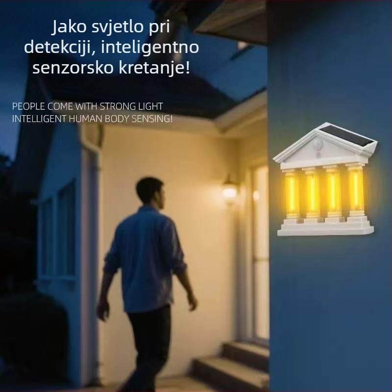 Solarna LED zidna svjetiljka s wolframovim vlaknom, senzorom za pokret, vodootporna vanjska rasvjeta za vrt