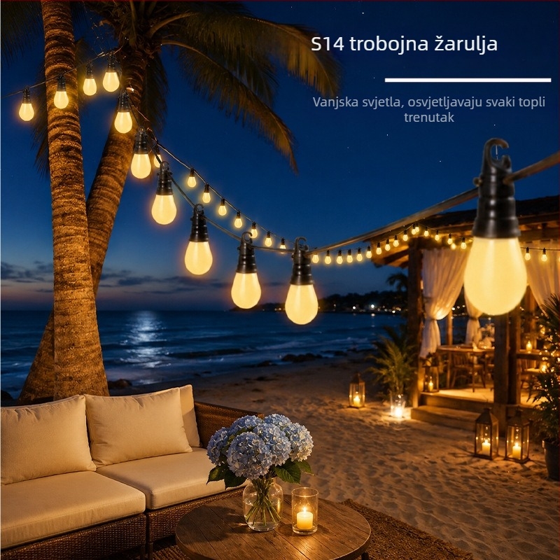 S14 LED niz lampica s Bluetooth upravljanjem za vanjski dvorište i vrt, dvobojno LED osvjetljenje
