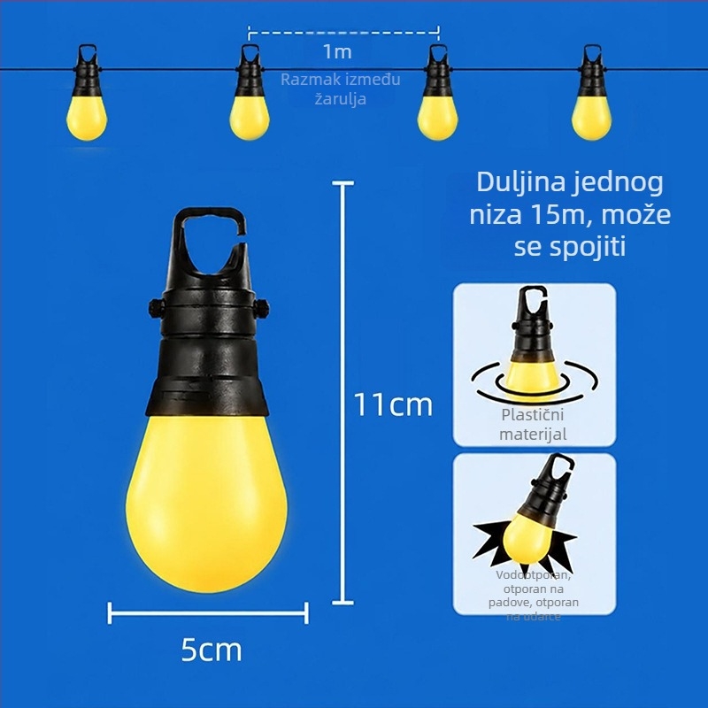 S14 LED niz lampica s Bluetooth upravljanjem za vanjski dvorište i vrt, dvobojno LED osvjetljenje