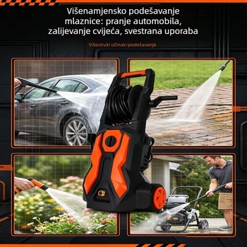 Prijenosni kućni visokotlačni uređaj za pranje automobila, s ručnom pumpom i dvostrukim vodnim pištoljem