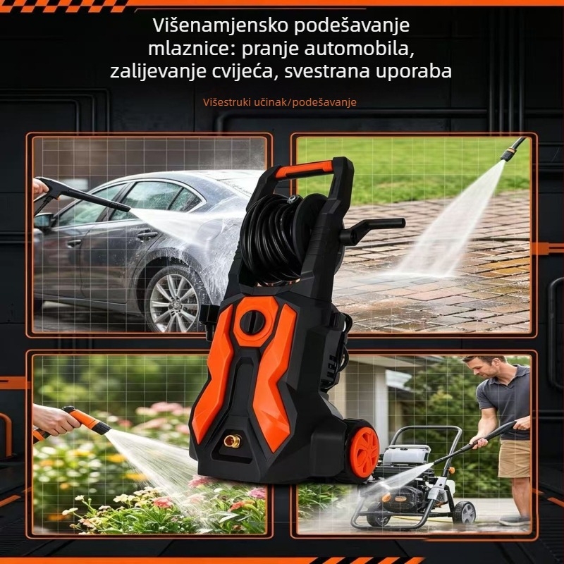 Prijenosni kućni visokotlačni uređaj za pranje automobila, s ručnom pumpom i dvostrukim vodnim pištoljem