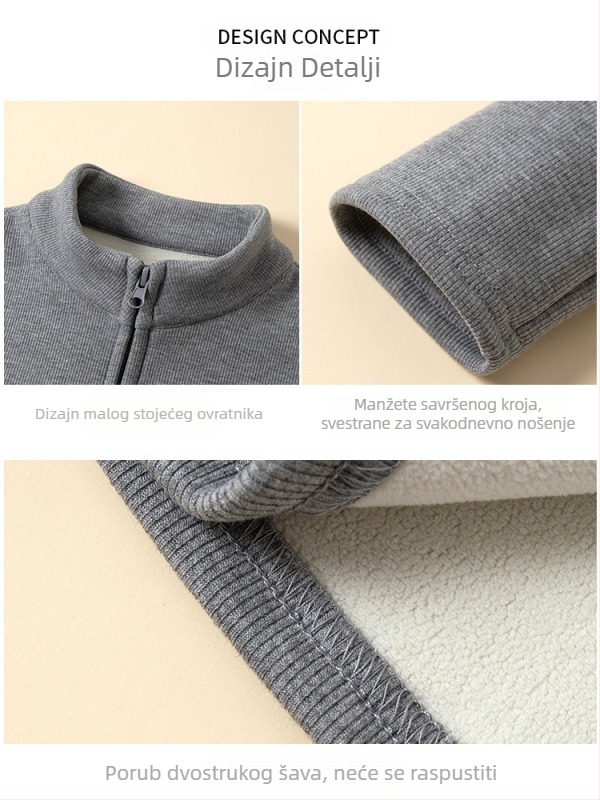 H863 Ženska jakna od austrijskog baršuna s fleece podlogom, stojeći ovratnik, dvostruki zip, uski kroj, kratka duljina, dugi rukavi