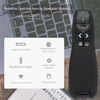 USB prezentator s infracrvenim laserom za PowerPoint — olovka za promjenu stranica tijekom prezentacija