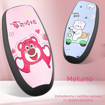 PU kožni pokrov za stražnju sjedalu električnih vozila i motora, zaštita od sunca, Strawberry Bear stil