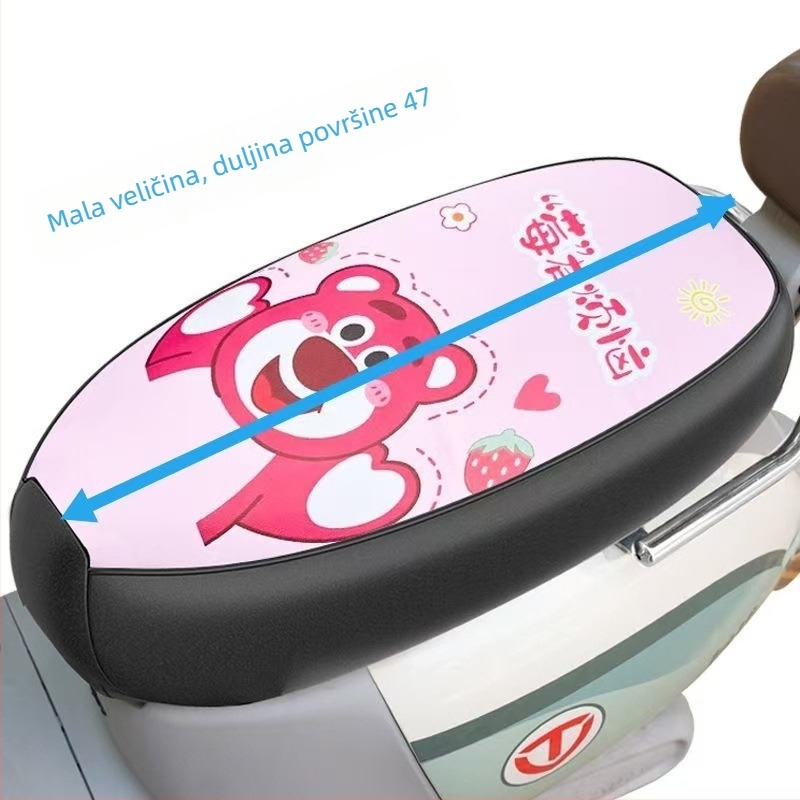 PU kožni pokrov za stražnju sjedalu električnih vozila i motora, zaštita od sunca, Strawberry Bear stil