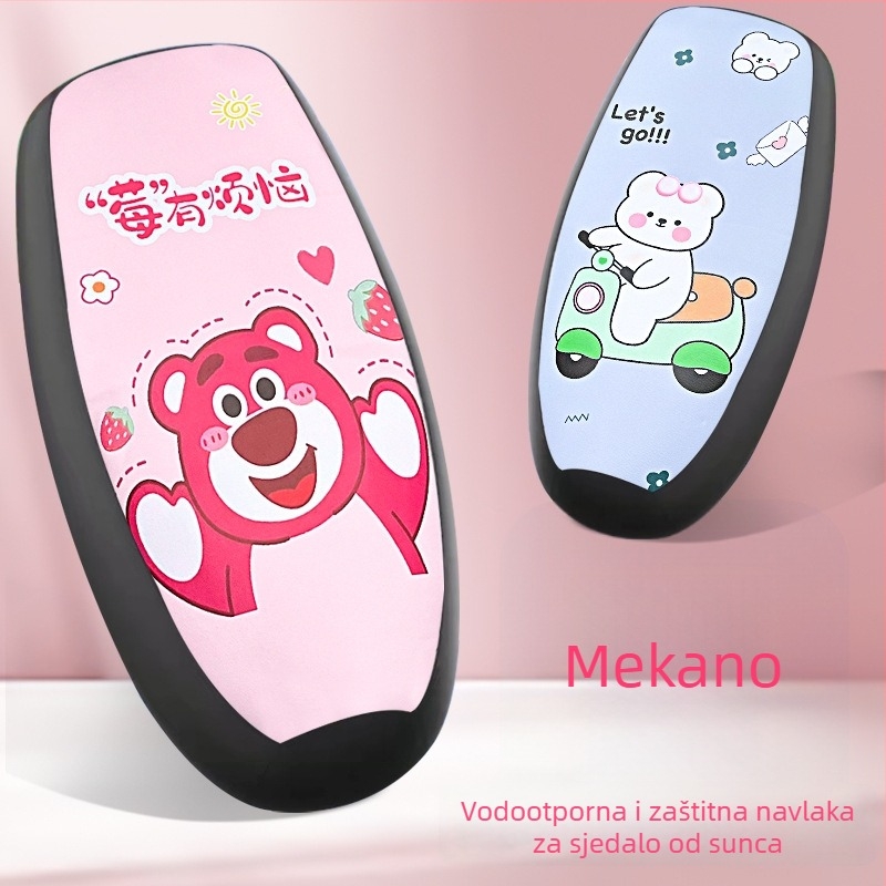 PU kožni pokrov za stražnju sjedalu električnih vozila i motora, zaštita od sunca, Strawberry Bear stil