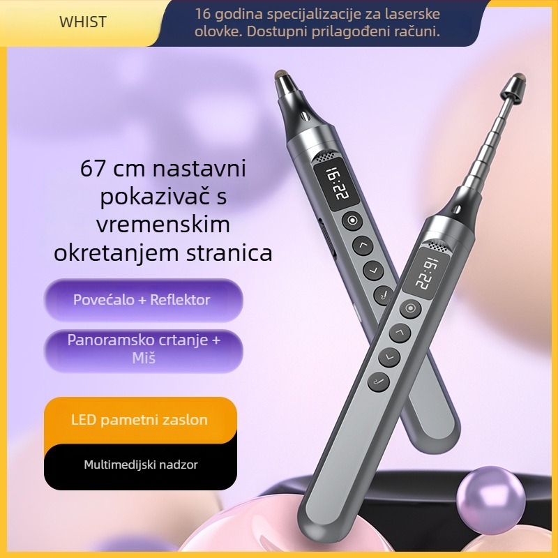 Whist F7X produžni učiteljski pokazivač i olovka za mijenjanje stranica, višenamjenski PPT daljinski upravljač s laserskim pokazivačem i odbrojavačem vremena