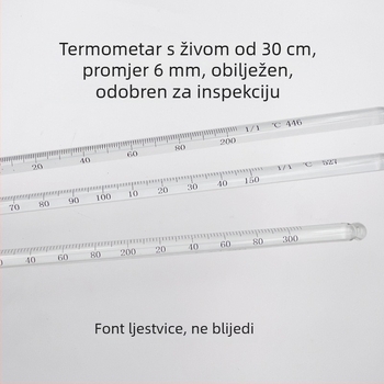 Provjereni živin termometar s brojem serije, laboratorijski stakleni štapić termometar, 0-50-100-200-300°C