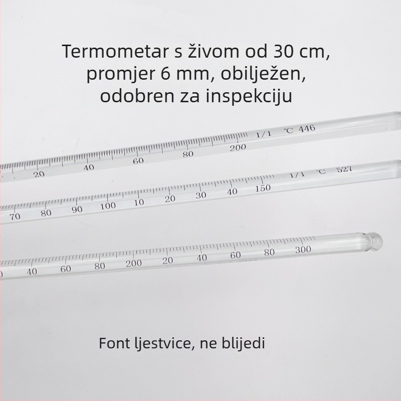 Provjereni živin termometar s brojem serije, laboratorijski stakleni štapić termometar, 0-50-100-200-300°C