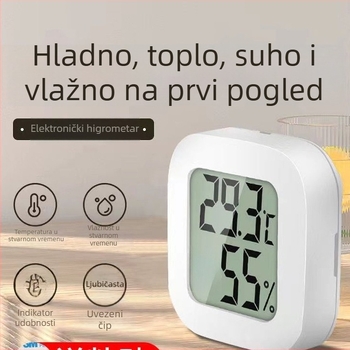 Visoko precizan elektronički unutarnji termometar i higrometar, kompaktni termometar za dječju sobu, zidni prikaz suho/mokro