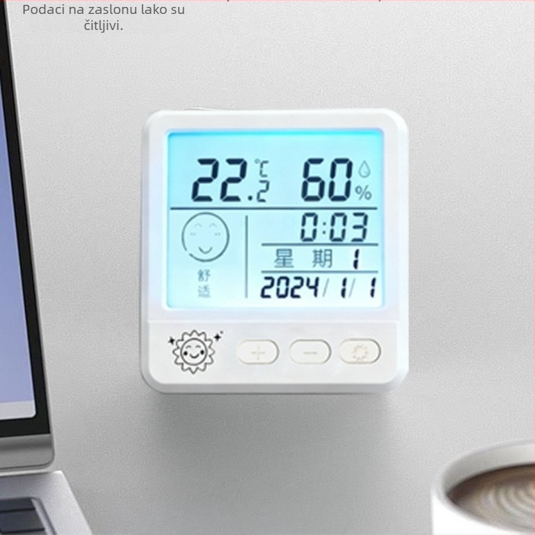 Digitalni higrometar za unutarnju upotrebu s prikazom temperature i vlažnosti, zidni za dječju sobu
