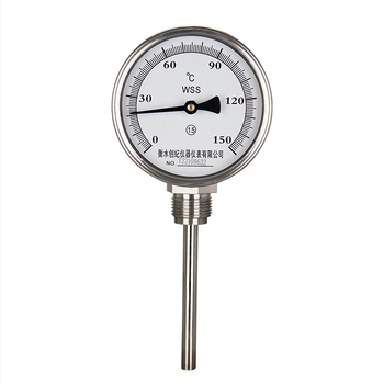 WSS-411BF/401 Bi-metalski termometar od nehrđajućeg čelika, za industrijske cjevovode i kotlove, radijalni i aksijalni pokazivač, raspon 0-500°C