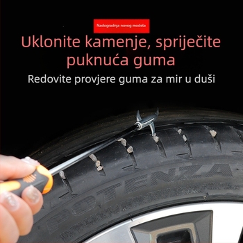 Alat s kukom za zimske gume na led i snijeg, napredni alat za uklanjanje kamenja, Phillips odvijač