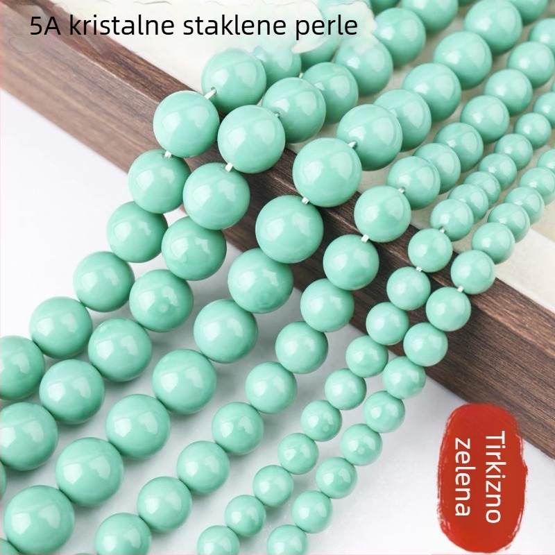 DIY nakit perle: okrugle staklene perle u tirkizno-zelenoj boji, kristalno staklo, za narukvice i ogrlice