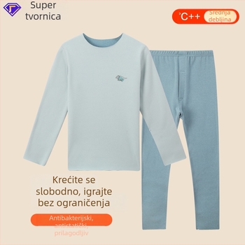 Dječji set pidžama s kationičkom obradom za dječake, jesensko-zimski, toplo srednje debljine