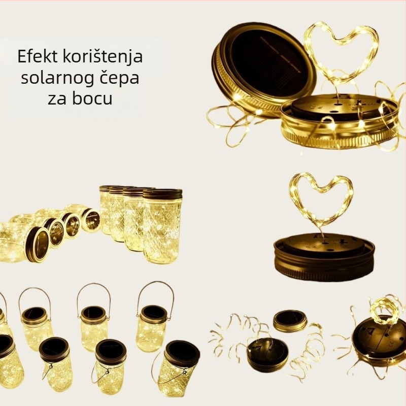 Solarna LED lampica za poklop Mason Jar – vodootporna, vanjska rasvjeta za dvorište i krajolik