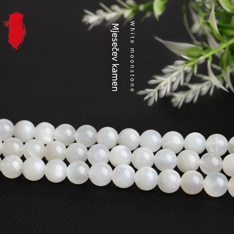 Prirodne kristalne bijele perle belog mjesečevog svjetla, okrugle 8mm, 7A ledenog tipa, polugotove perle za narukvicu i nakit