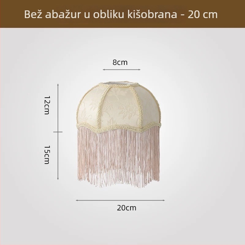 2026 novi francuski retro abažur u obliku kišobran s resicama, tekstilni, za blagovaonicu i spavaću sobu, višebojni